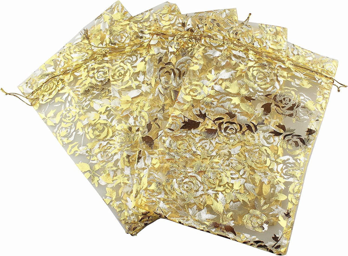 8x10 cm | Printed Organza Potli Bags | Pack of 70 | Gold Colour | Candy Bag | - Bakeyy.com - India - 8x10 cm | Printed Organza Potli Bags | Pack of 70 | Gold Colour | Candy Bag | - Default Title