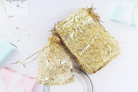 8x10 cm | Printed Organza Potli Bags | Pack of 70 | Gold Colour | Candy Bag | - Bakeyy.com - India - 8x10 cm | Printed Organza Potli Bags | Pack of 70 | Gold Colour | Candy Bag | - Default Title