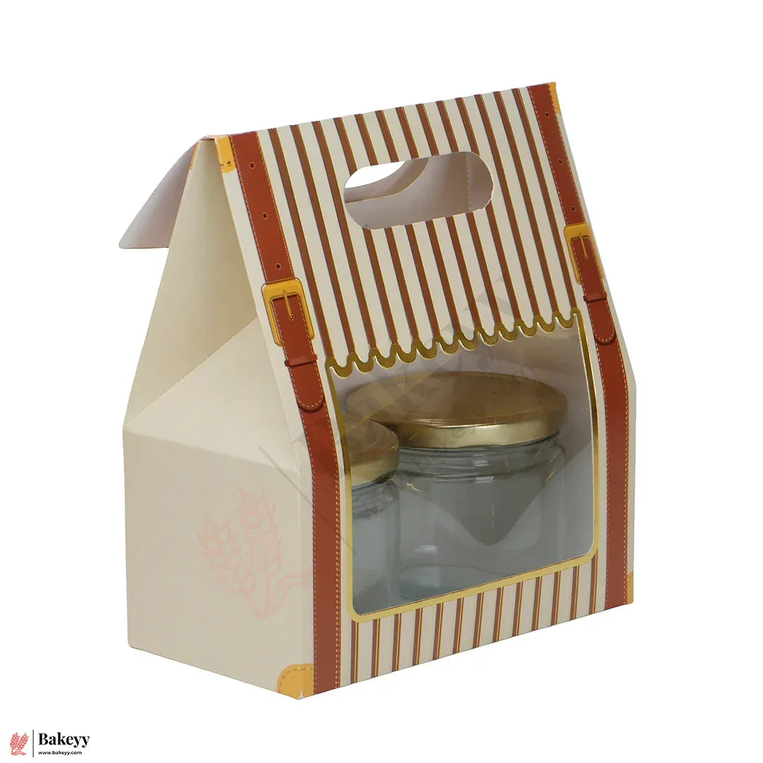Premium 2-Cavity Window Gift Box | Empty Decorative Packaging Box | Pack Of 10 - Bakeyy.com - India - Premium 2-Cavity Window Gift Box | Empty Decorative Packaging Box | Pack Of 10 - 2 Jar
