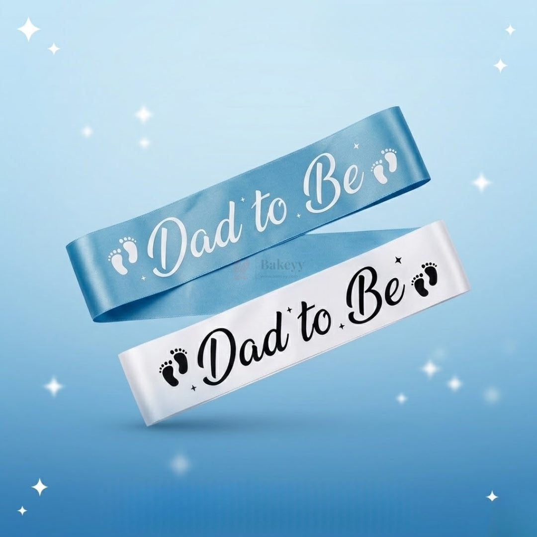 Dad to Be Satin Party Sash Baby Shower Sash with Black Lettering | Pack of 1