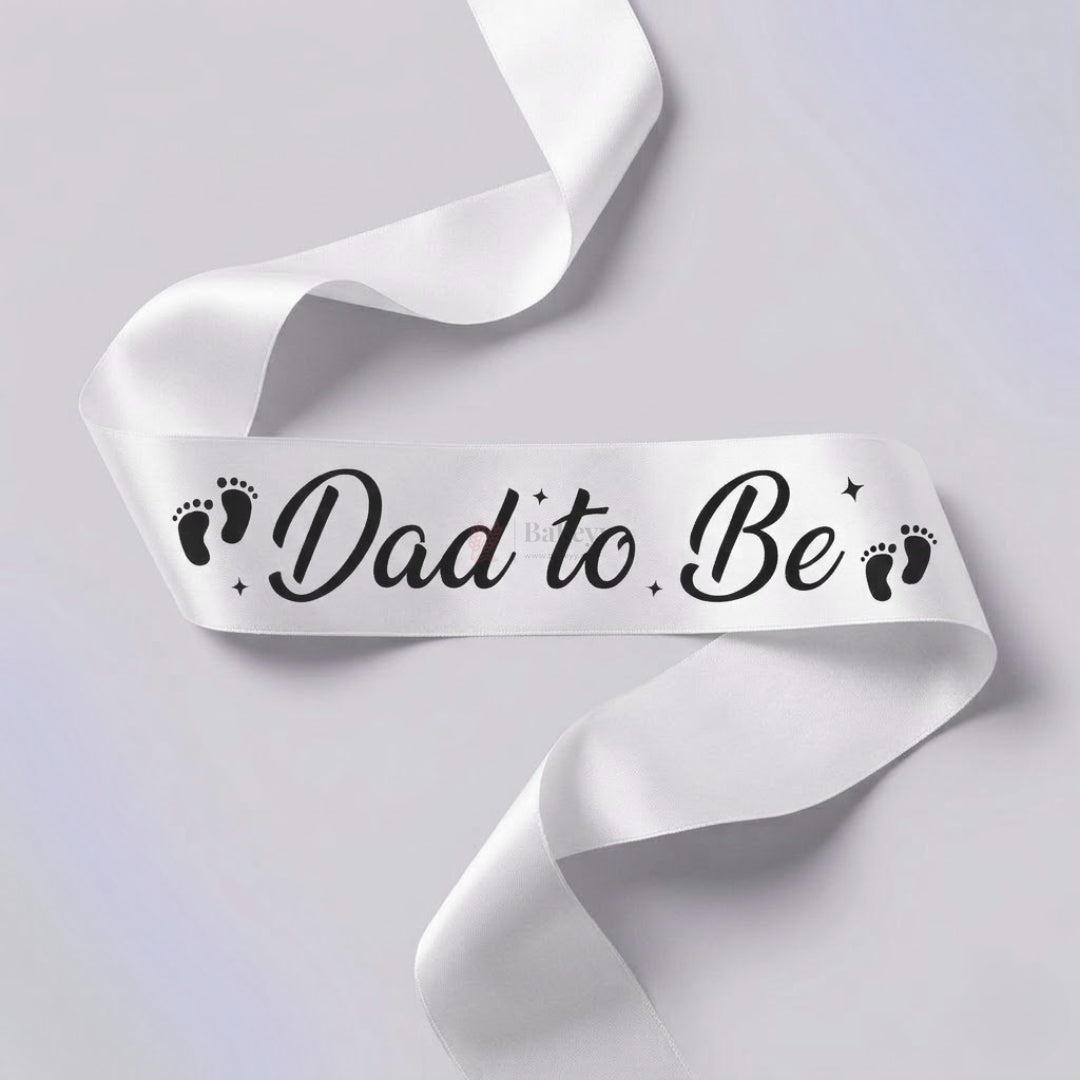 Dad to Be Satin Party Sash Baby Shower Sash with Black Lettering | Pack of 1