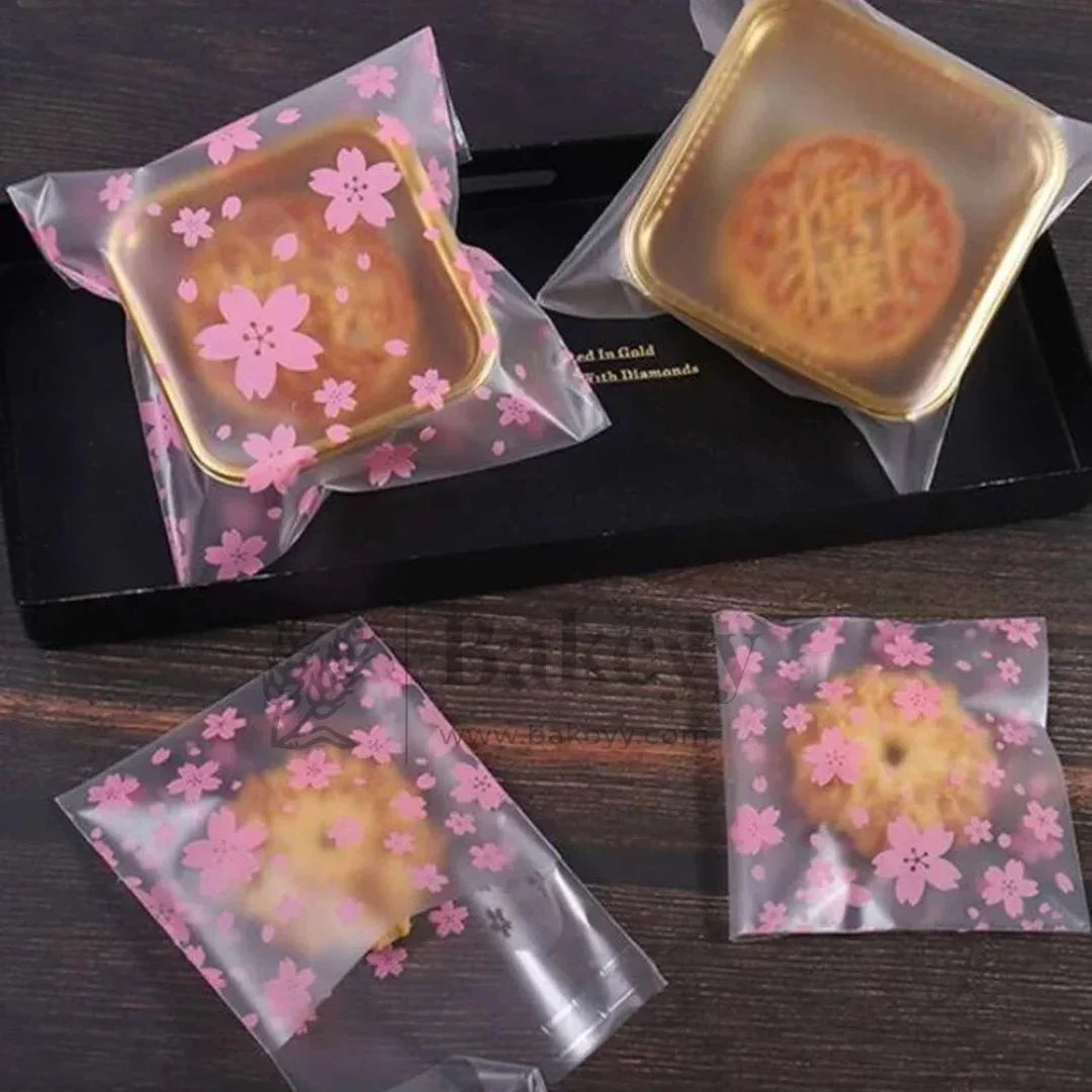 Daisy_Flower_Cellophane_Bags_Pink_Clear_Plastic_Self_Sealing_Envelope_Crystal_Bag_Pack_of_100a - Bakeyy.com IN