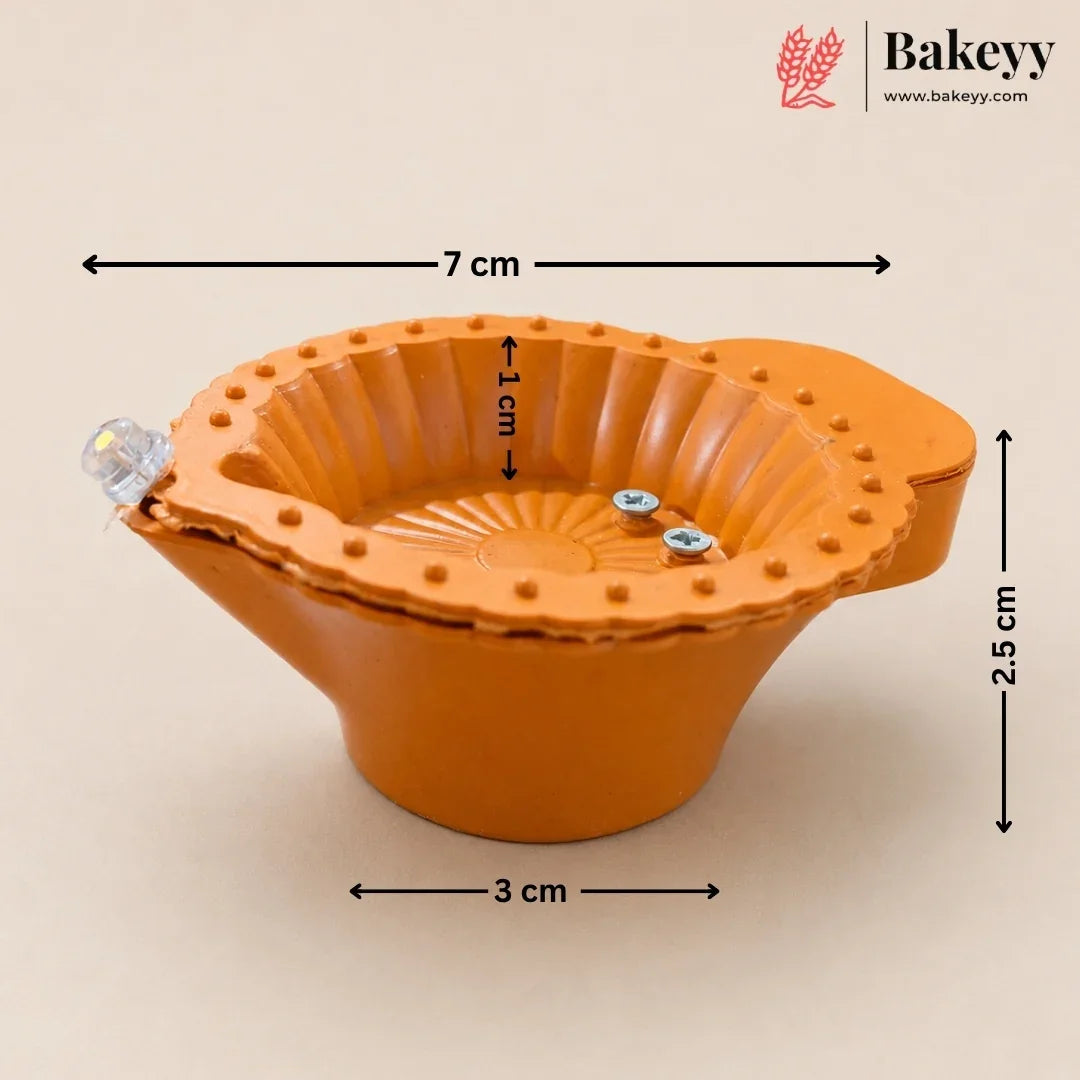 Decorative Orange Diya Set | LED Water Sensor Activated Lights for Festivals | Pack Of 1