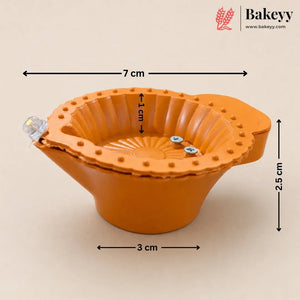 Decorative Orange Diya Set | LED Water Sensor Activated Lights for Festivals | Pack Of 1