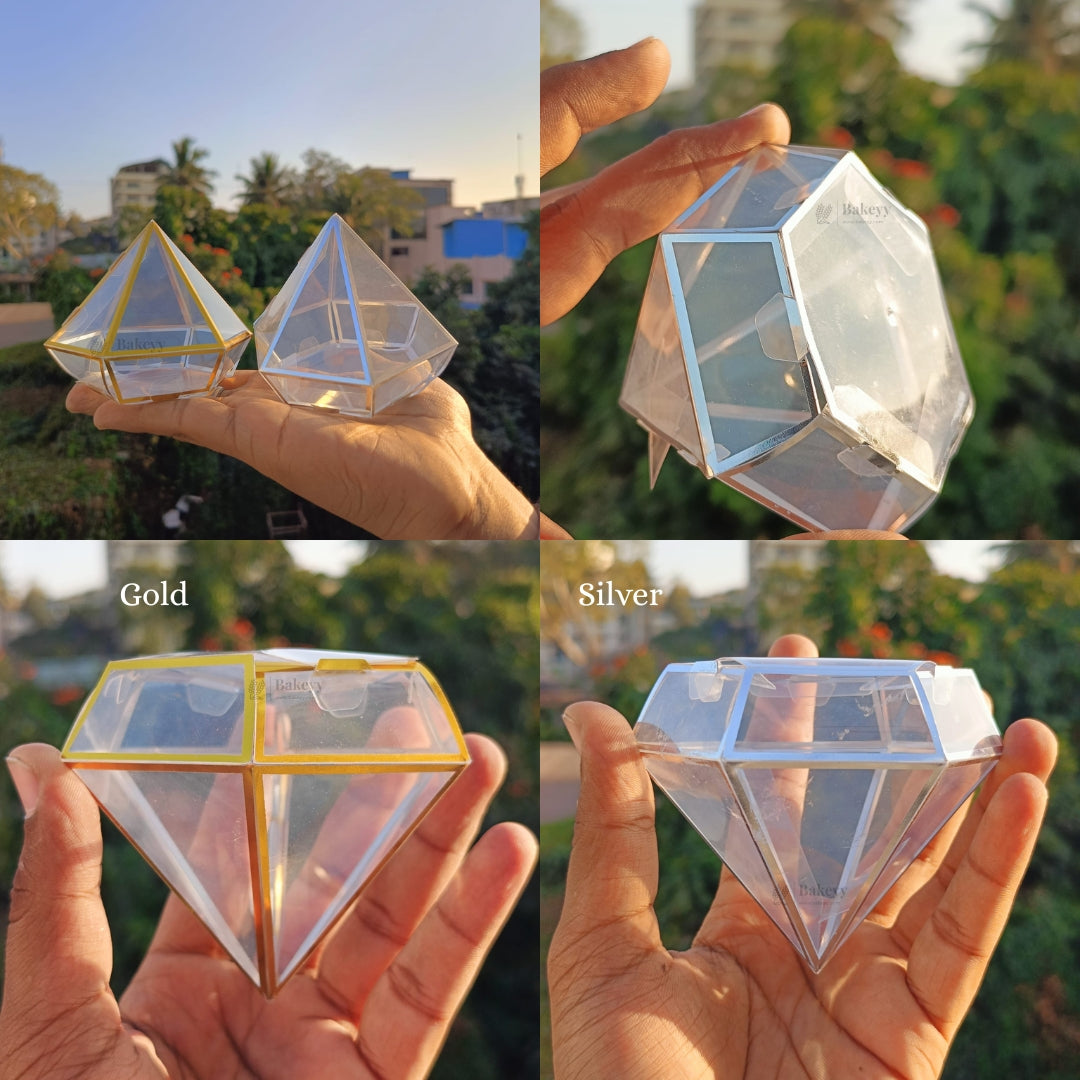 Transparent Diamond Shape PVC Goodie Box | Premium Gift & Favor Packaging | Pack of 10