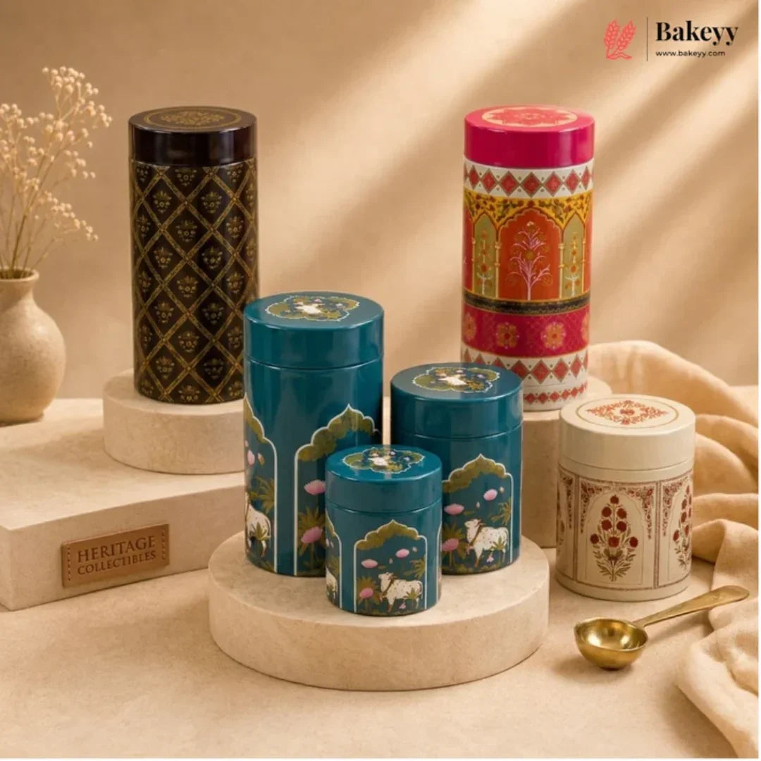Decorative_Tin_Jar_with_Lid_for_Dry_Fruits_Cookies_Gift_Packing - Bakeyy.com IN