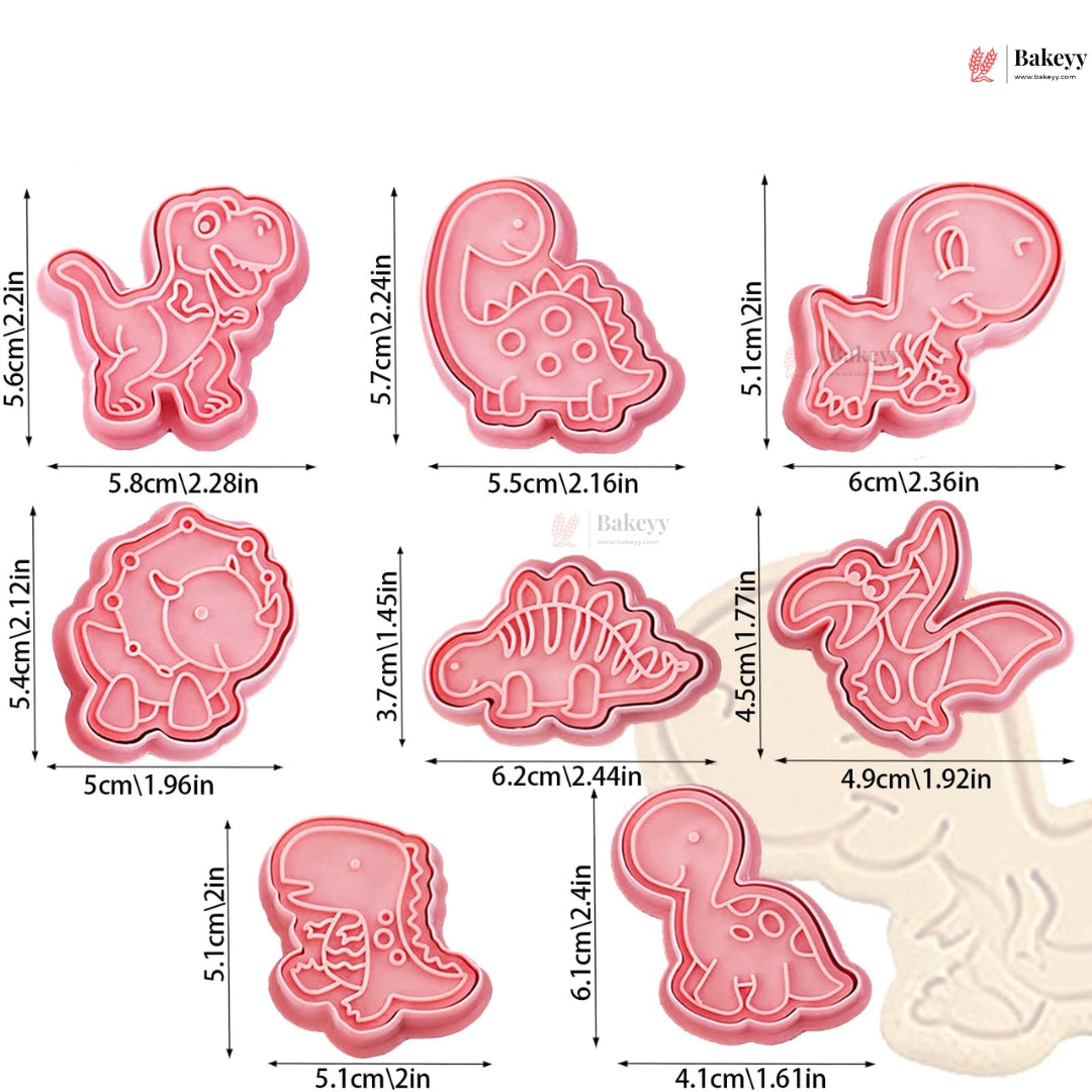 Dinosaur Theme Cookie Cutter & Embosser Set | 8 Piece | Pack of 1