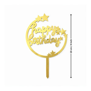 Happy Birthday Acrylic Cake Topper | Elegant Birthday Designs | Cake Decoration Accessory - Bakeyy.com - India - Happy Birthday Acrylic Cake Topper | Elegant Birthday Designs | Cake Decoration Accessory - Design 6 / 4 Inch | Pack of 5 60.00