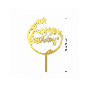 Happy Birthday Acrylic Cake Topper | Elegant Birthday Designs | Cake Decoration Accessory - Bakeyy.com - India - Happy Birthday Acrylic Cake Topper | Elegant Birthday Designs | Cake Decoration Accessory - Design 6 / 3 Inch | Pack of 10 80.00