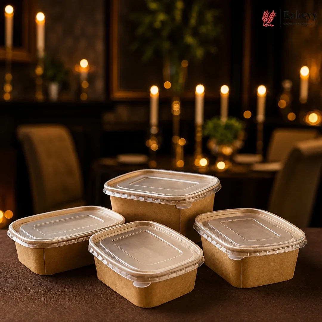 DisposableRoundKraftContainersforFoodWithLid - Bakeyy.com IN