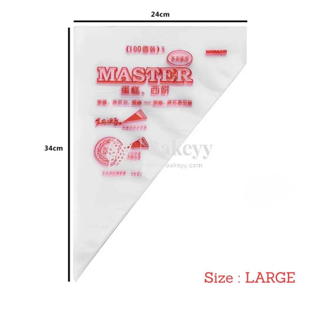 Large disposable icing bag, 24x34 cm, with red print, baking supplies at Bakeyy.com.