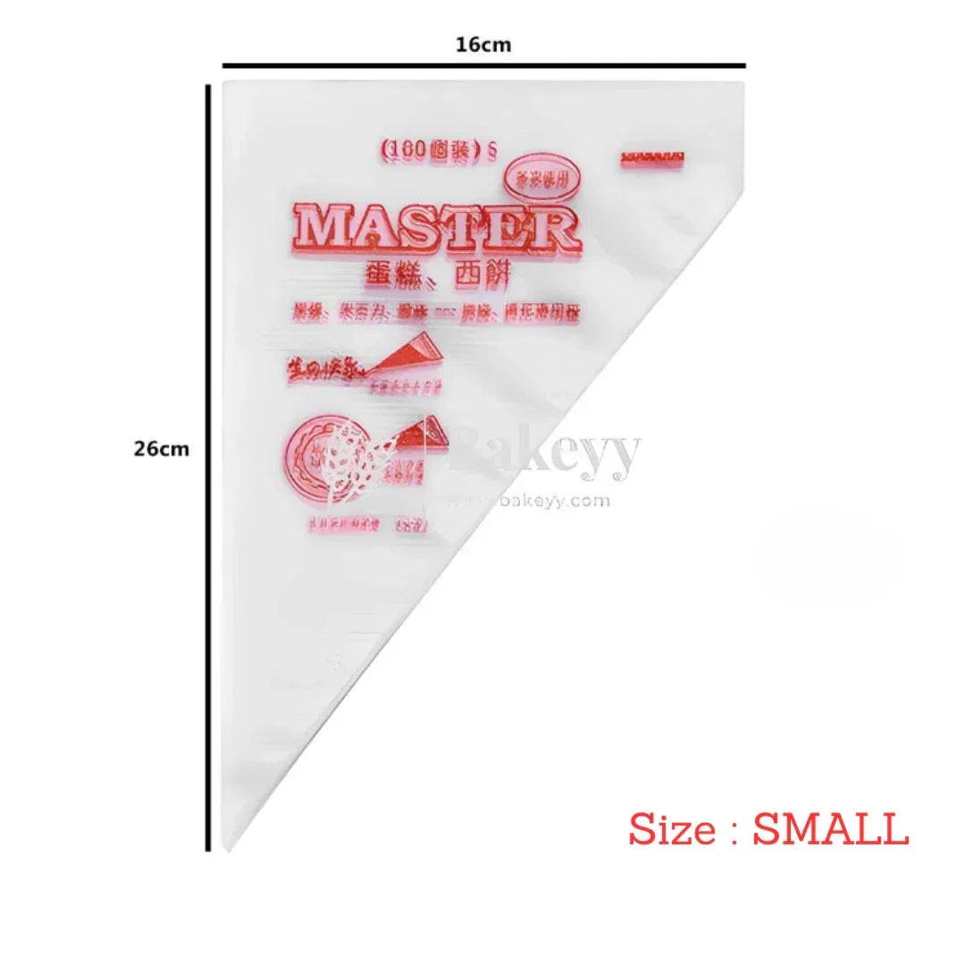 Small disposable icing bag, 16x26cm with red text, for cake decorating from Bakeyy.com