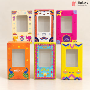 Diwali Theme Printed Chocolate Bar Box with Window | Multiple Designs | Pack of 10