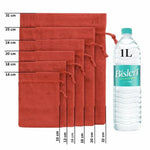 Red Color | Drawstring Fabric Gift Pouch Bags | Reusable Storage & Packaging Bags | Pack of 10