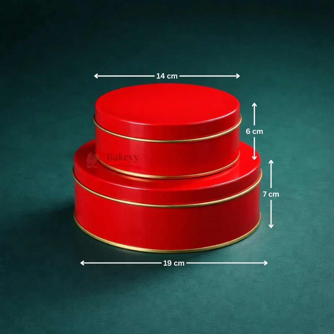 Dream Cake Tin Box Gold Round Empty Decorative Tin Box | 500 Gram Tin | Gift Box | Pack of 6 - Bakeyy.com - India - Dream Cake Tin Box Gold Round Empty Decorative Tin Box | 500 Gram Tin | Gift Box | Pack of 6 - Gold