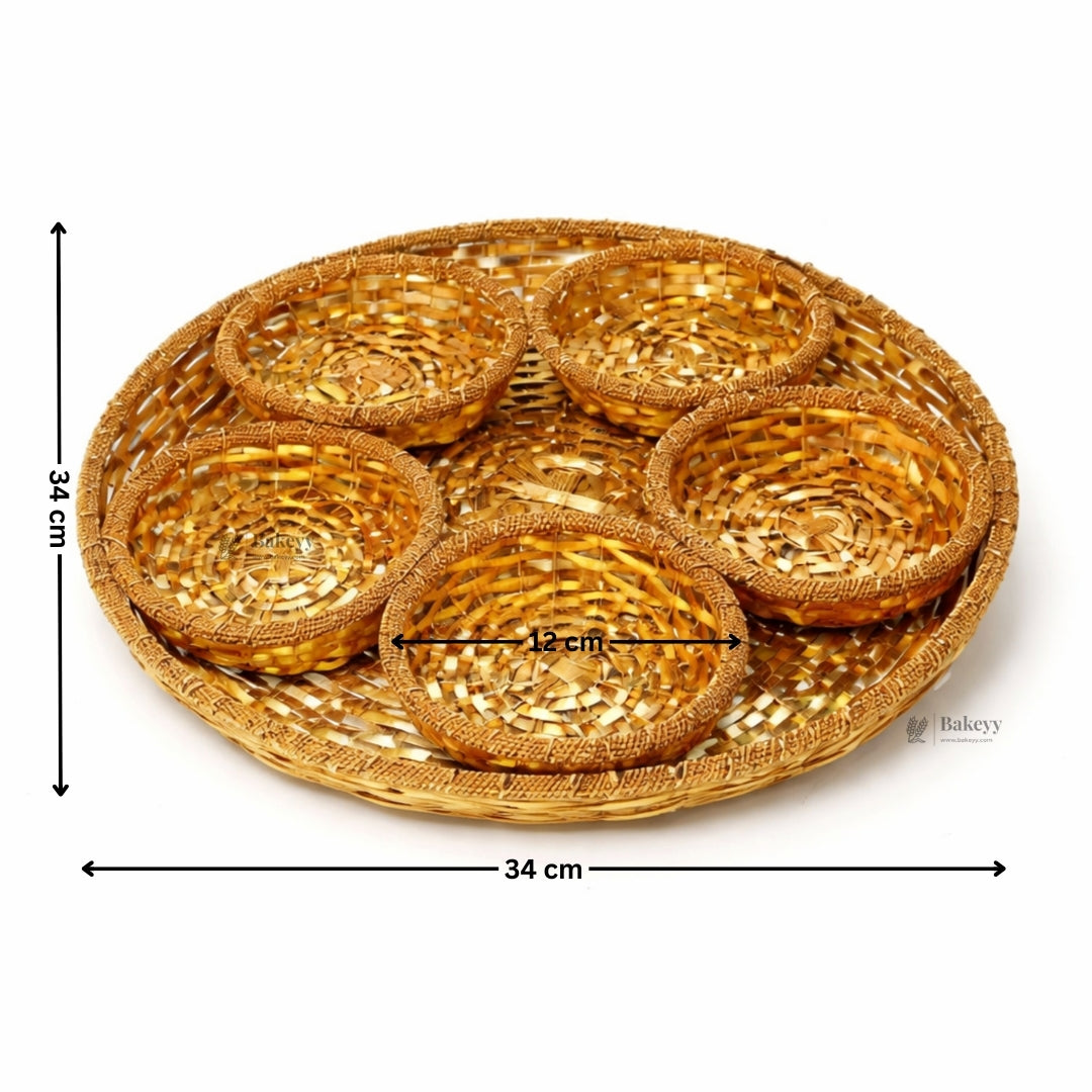Luxurious Gold-Plated Round Metal Dry Fruit Tray | Multiple Decorative Bowls Options | Pack of 1