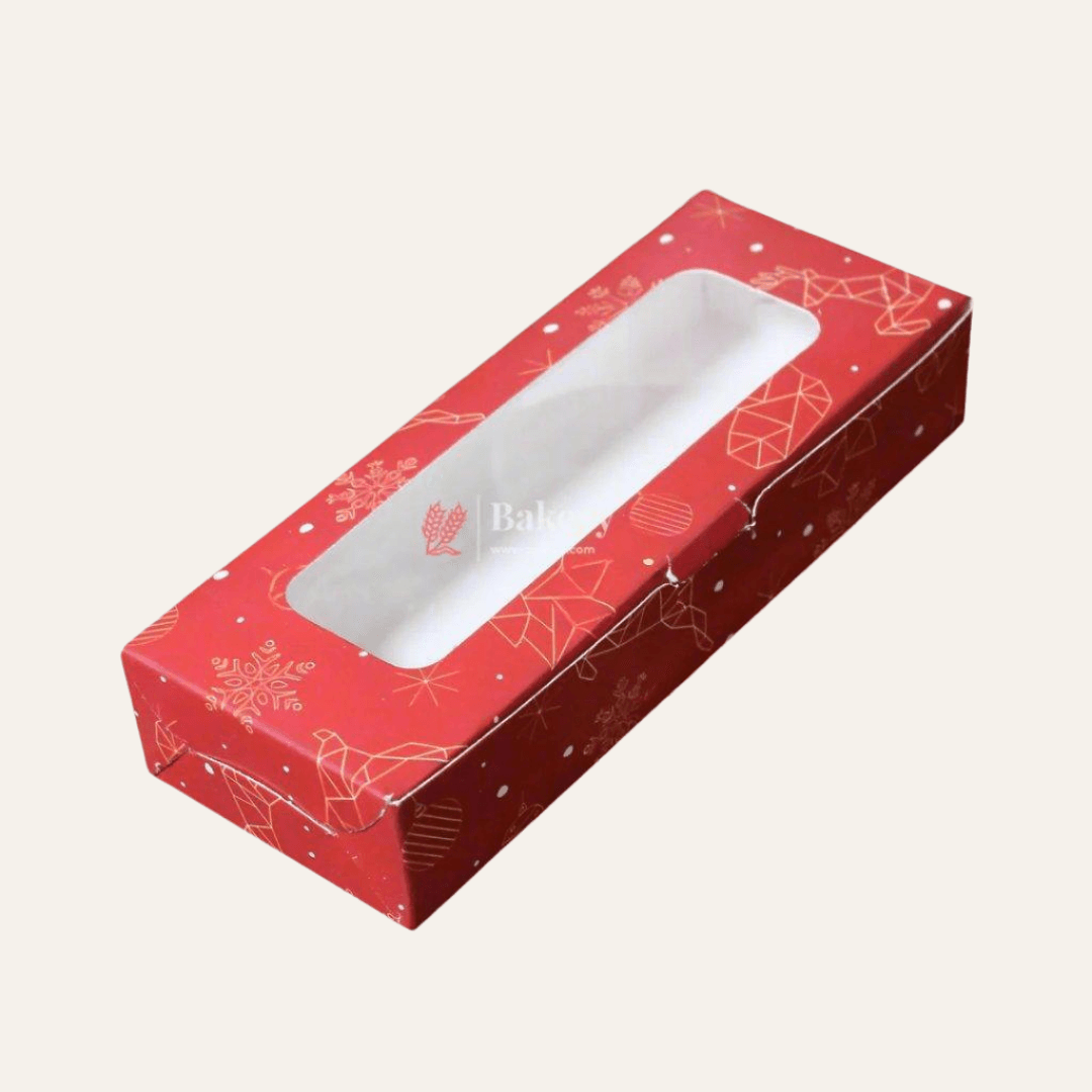 2 Brownie Box | Christmas Red | With Window - Bakeyy.com - India - 2 Brownie Box | Christmas Red | With Window - Pack of 10