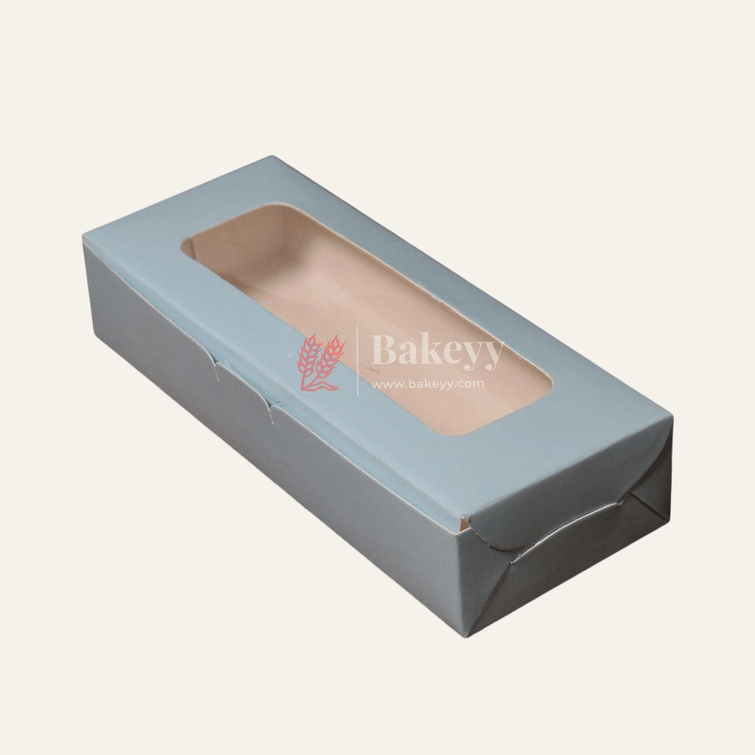 2 Macron Box | Blue Color | With Window - Bakeyy.com - India - 2 Macron Box | Blue Color | With Window - Pack Of 10