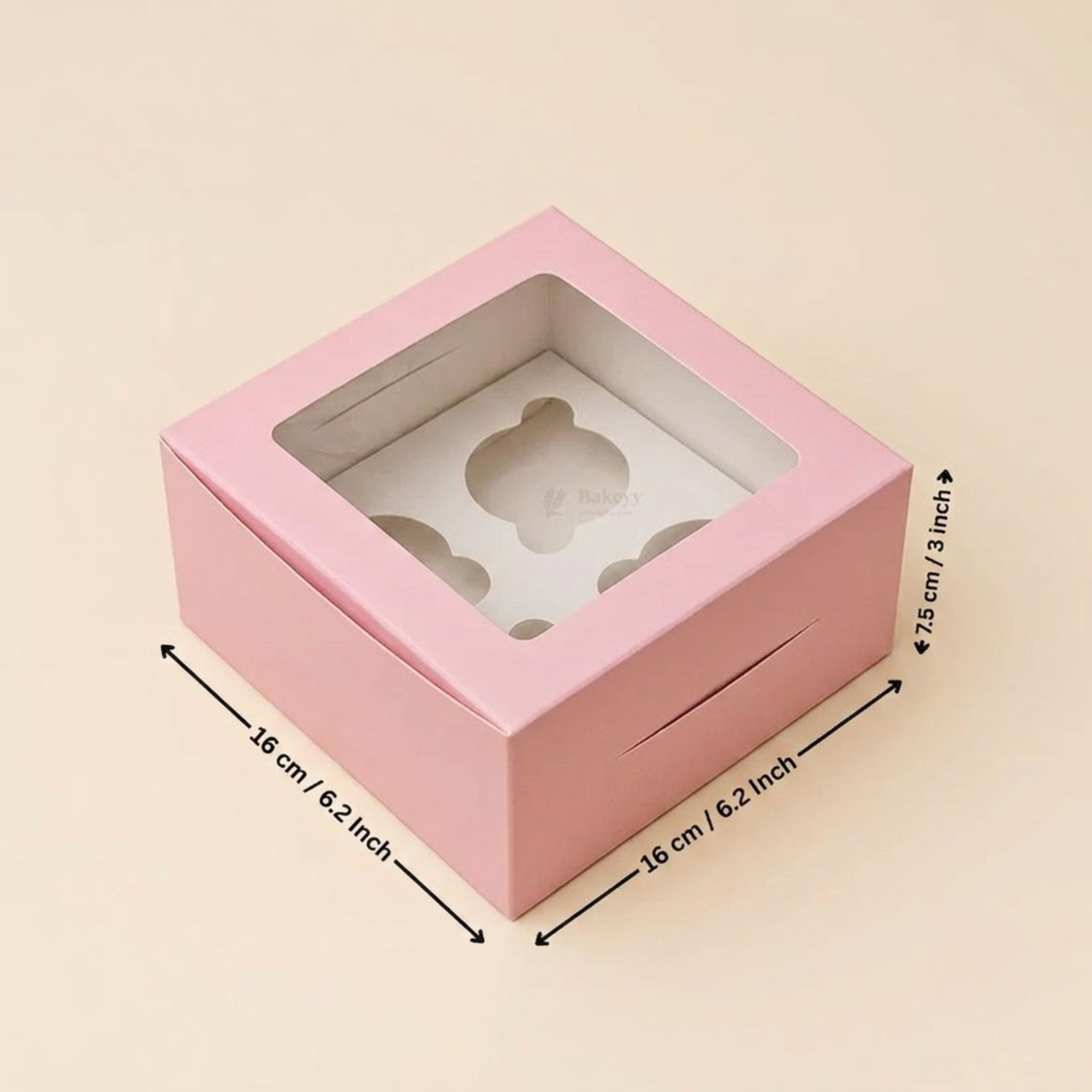 Pink Color Cupcake Box | With Handle & Without Handle | Multiple Capacities Available | Pack of 10
