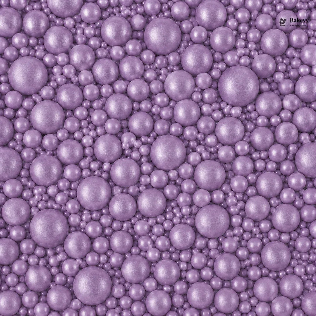 Purple pearl-like beads on a textured background