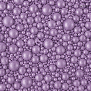 Purple pearl-like beads on a textured background
