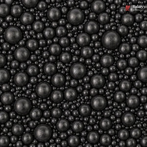 Close-up of black pearls with 'Bakeyes' branding in the corner.