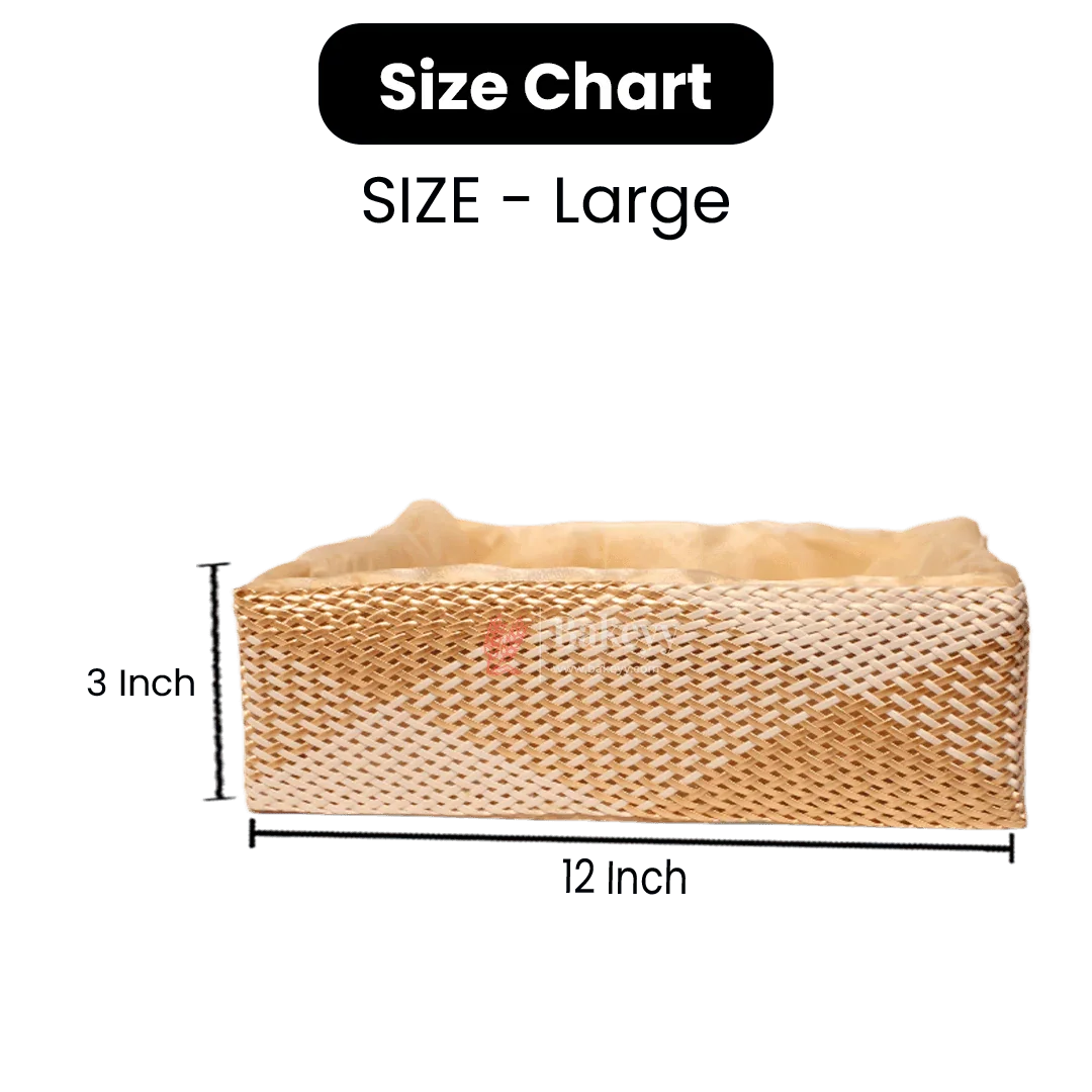 Hues Elegant Beige Pearl Net Square Hamper | Luxurious Gifting Basket - Bakeyy.com - India - Hues Elegant Beige Pearl Net Square Hamper | Luxurious Gifting Basket - Small-8 Inch