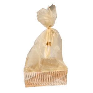 Hues Elegant Beige Pearl Net Square Hamper | Luxurious Gifting Basket - Bakeyy.com - India - Hues Elegant Beige Pearl Net Square Hamper | Luxurious Gifting Basket - Small-8 Inch