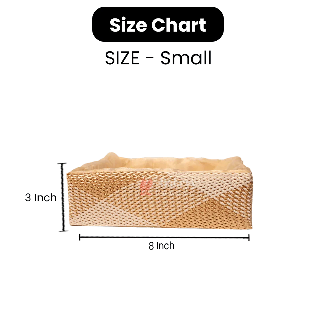 Hues Elegant Beige Pearl Net Square Hamper | Luxurious Gifting Basket - Bakeyy.com - India - Hues Elegant Beige Pearl Net Square Hamper | Luxurious Gifting Basket - Small-8 Inch