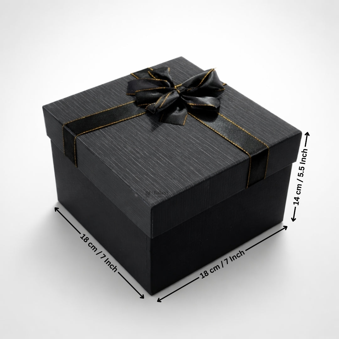 Elegant Black and Grey Gift Box with Gold Accent Ribbon | Premium Box With Ribbon | Multiple Size Options | Pack of 1