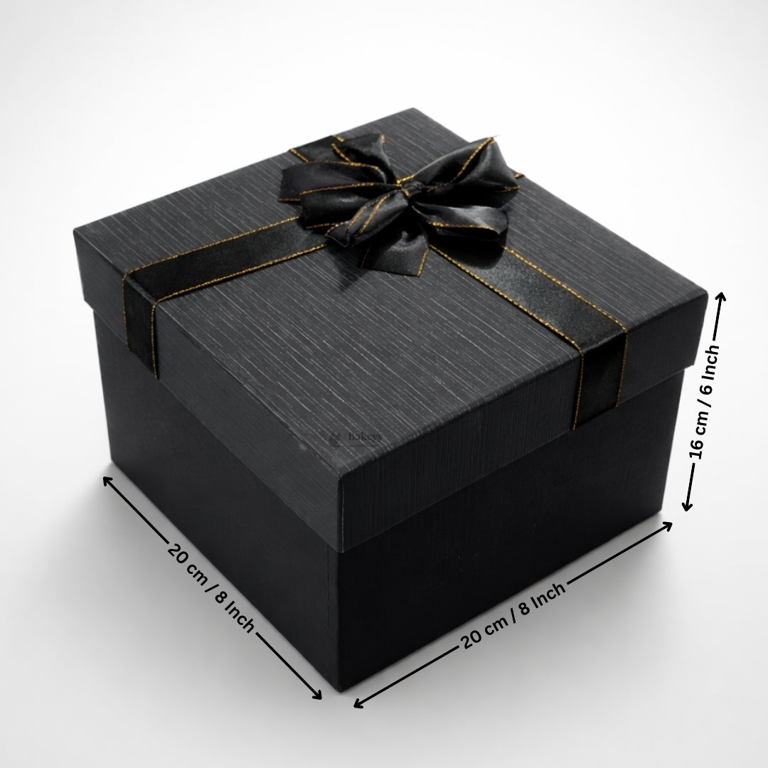 Elegant Black and Grey Gift Box with Gold Accent Ribbon | Premium Box With Ribbon | Multiple Size Options | Pack of 1