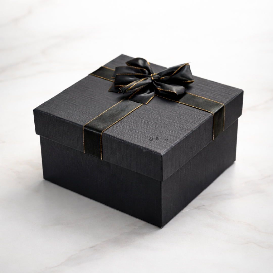 Elegant Black and Grey Gift Box with Gold Accent Ribbon | Premium Box With Ribbon | Multiple Size Options | Pack of 1