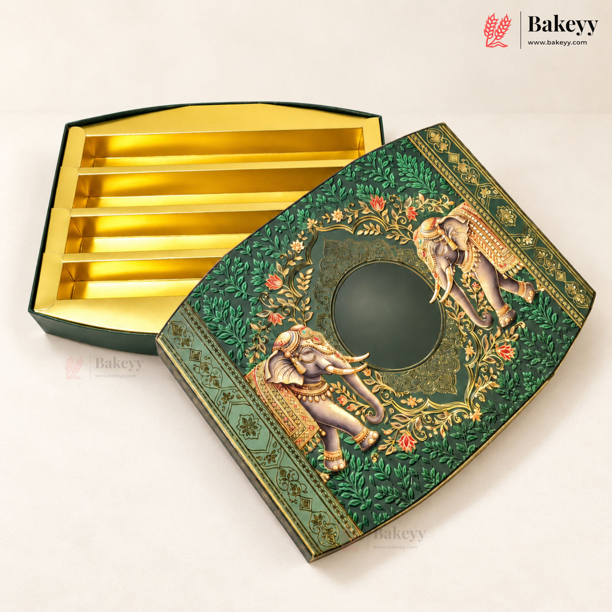 Oval Sweet & Dry Fruit Gift Box with Golden Cavity | 4 Designs | Pack of 1