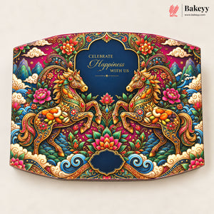 Oval Sweet & Dry Fruit Gift Box with Golden Cavity | 4 Designs | Pack of 1