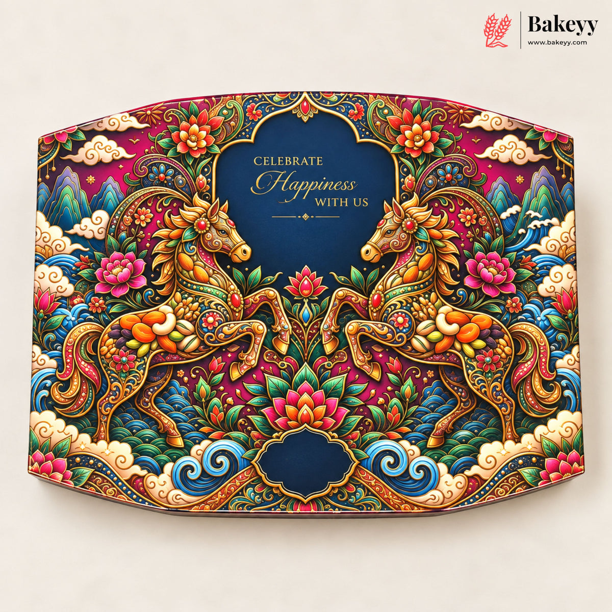 Oval Sweet & Dry Fruit Gift Box with Golden Cavity | 4 Designs | Pack of 1