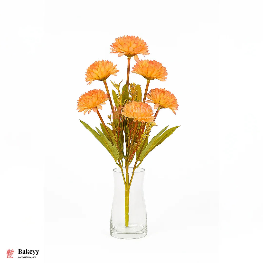 Artificial Chrysanthemum Flower Bunch – 37cm |Soft Peach And Coral Orange | Decorative Stick for Home & Events | Pack Of 1 (Copy)