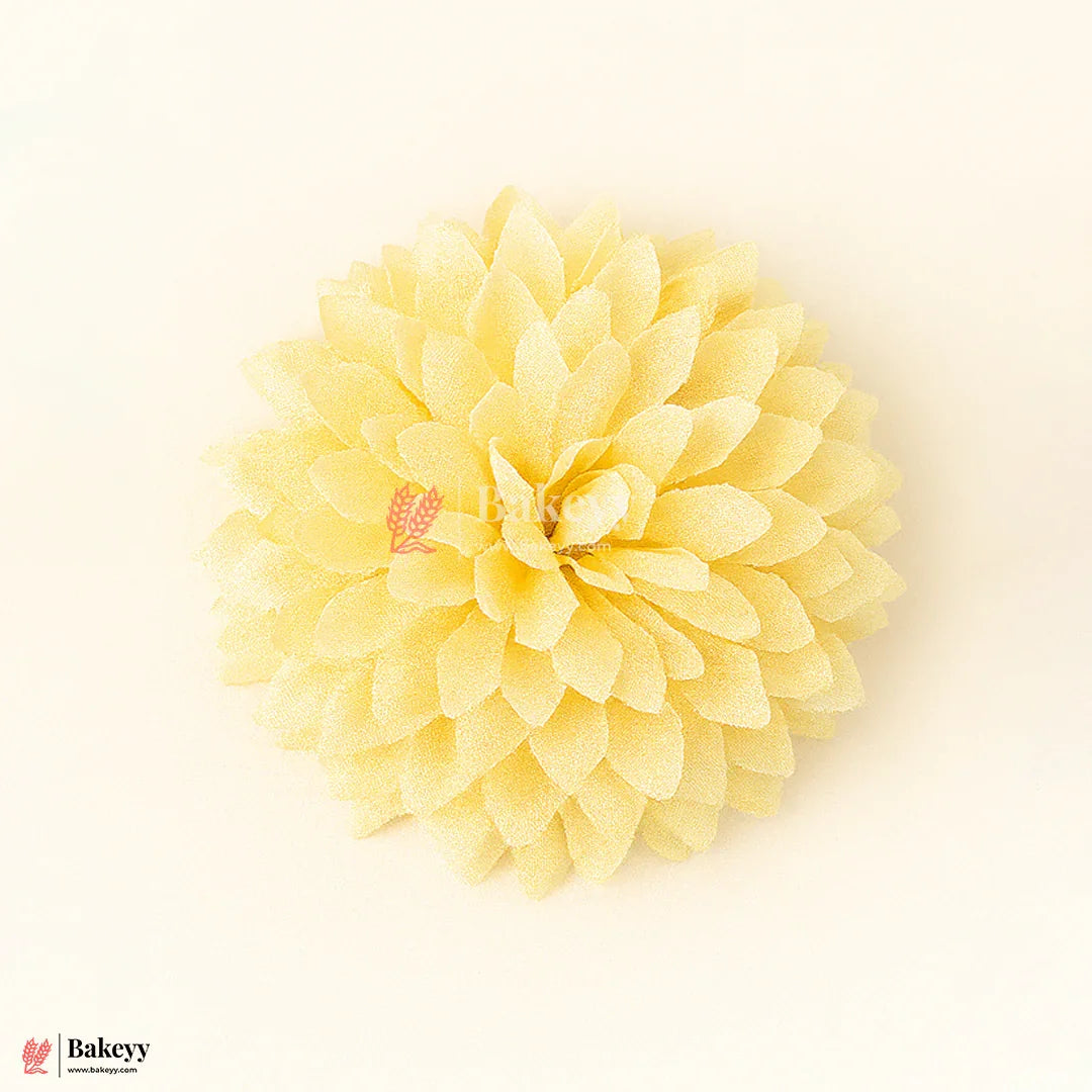 8cm Artificial Butter Yellow Dahlia Flower  | With Out Stem |Pack of 10