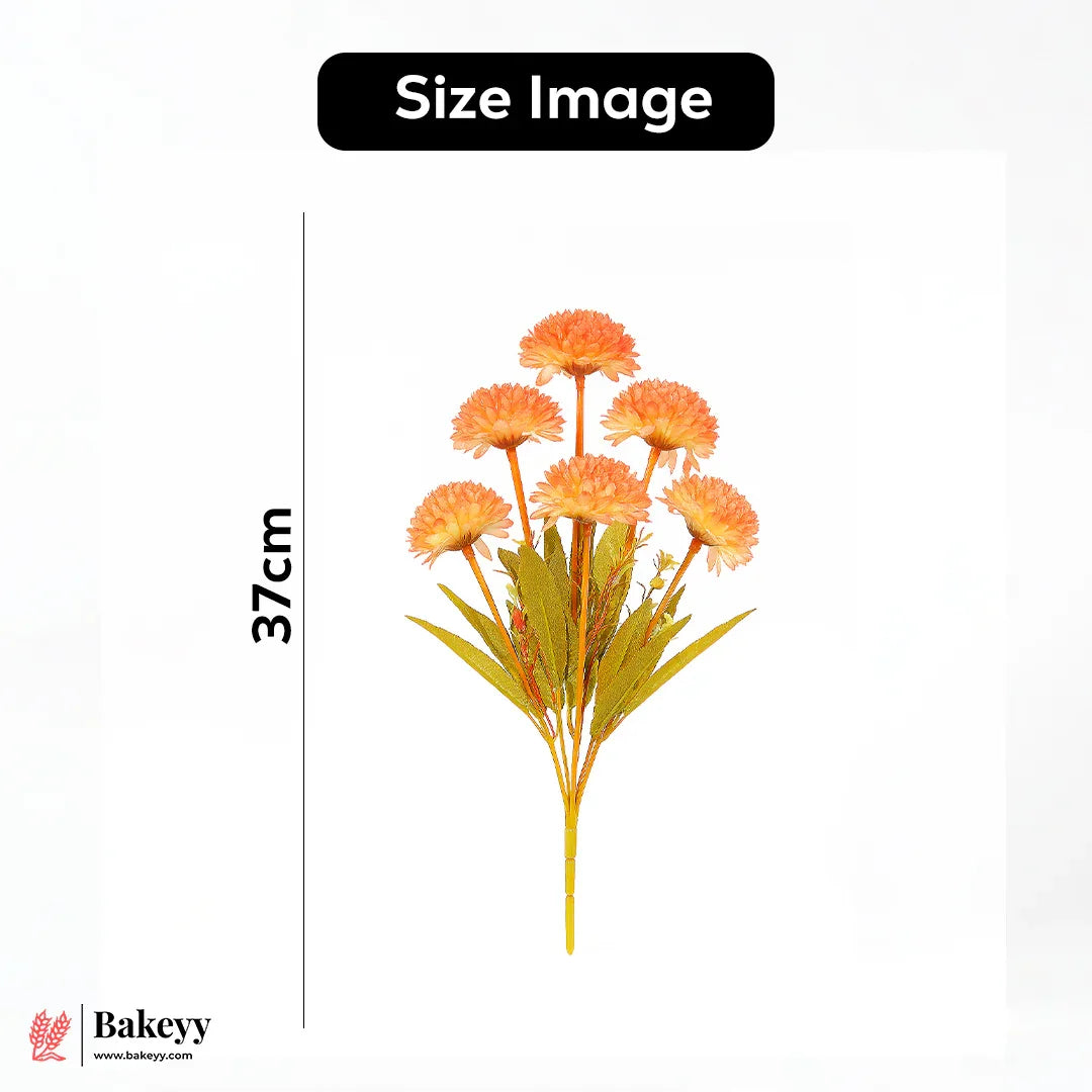 Artificial Chrysanthemum Flower Bunch – 37cm |Soft Peach And Coral Orange | Decorative Stick for Home & Events | Pack Of 1 (Copy)