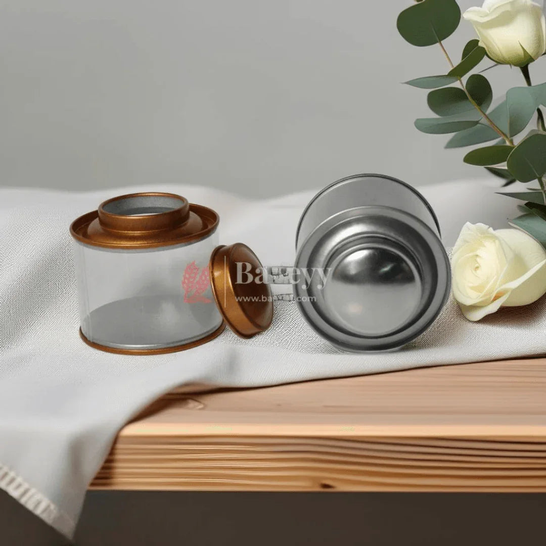 Transparent Round Tin Boxes with Metal Lids | Pack of 12 | Mixed Colour | Decorative Candle Tin | Candle Holder | Acrylic Box | Storage Tin | - Bakeyy.com - India - Transparent Round Tin Boxes with Metal Lids | Pack of 12 | Mixed Colour | Decorative Candle Tin | Candle Holder | Acrylic Box | Storage Tin | - Default Title