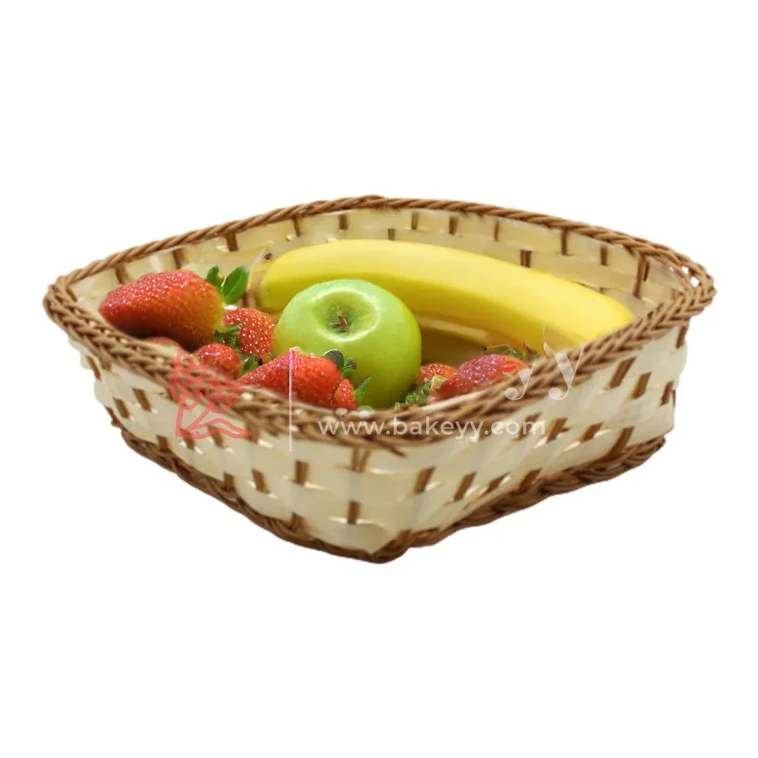 Handmade Square Wicker Basket | Multipurpose Storage & Gift Hamper Tray | 1 Piece - Bakeyy.com - India - Handmade Square Wicker Basket | Multipurpose Storage & Gift Hamper Tray | 1 Piece - Small