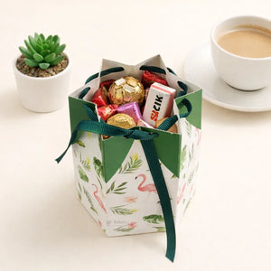 FlamingoTropicalPrintHexagonGiftBoxwithRibbonTie_1 - Bakeyy.com