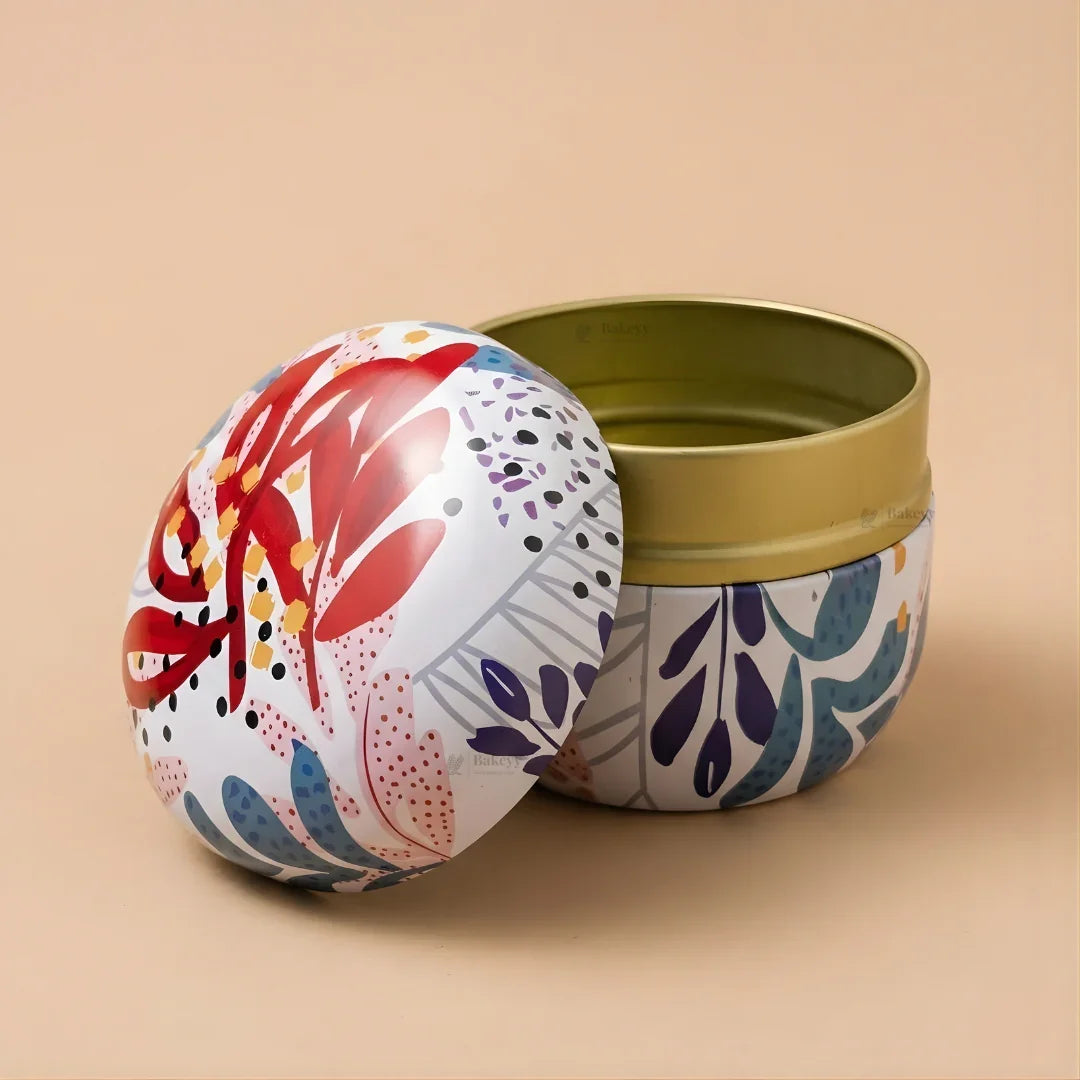 Floral Print Candle Tin Box | Decorative Storage Tin | Pack of 1