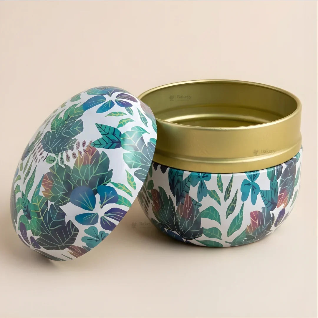 Floral Print Candle Tin Box | Decorative Storage Tin | Pack of 1