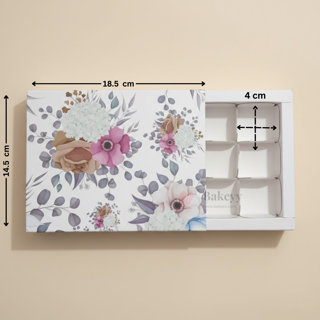 Floral Printed Chocolate Gift Box with Inner Tray | Premium Sleeve Box for Chocolates & Hampers | Multipurpose Box | Pack of 10