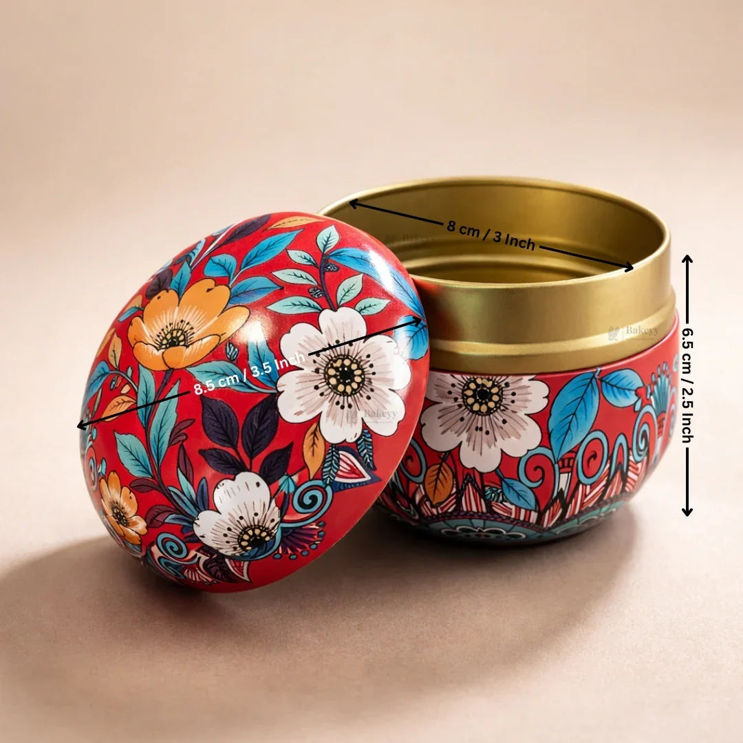 Floral Print Candle Tin Box | Decorative Storage Tin | Pack of 1