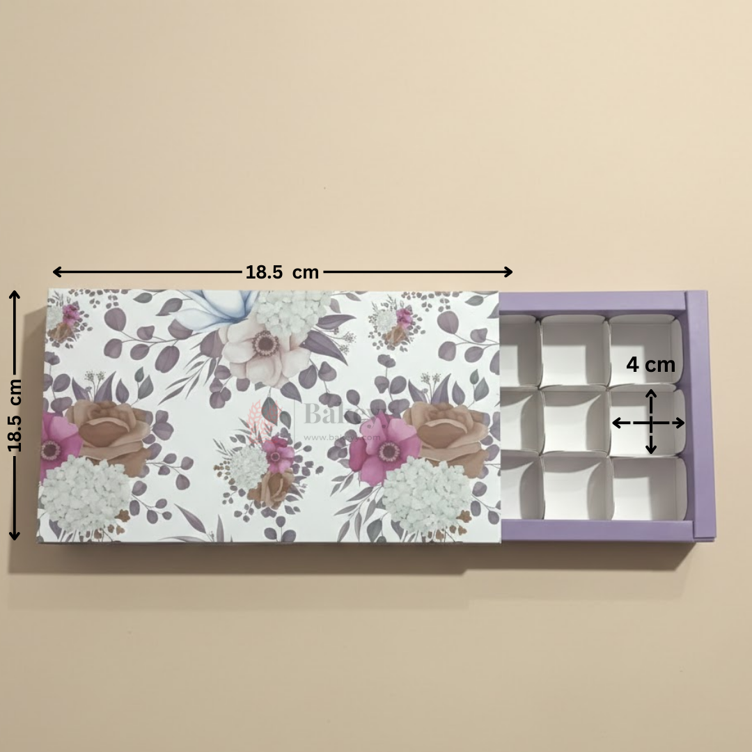 Floral Printed Chocolate Gift Box with Inner Tray | Premium Sleeve Box for Chocolates & Hampers | Multipurpose Box | Pack of 10