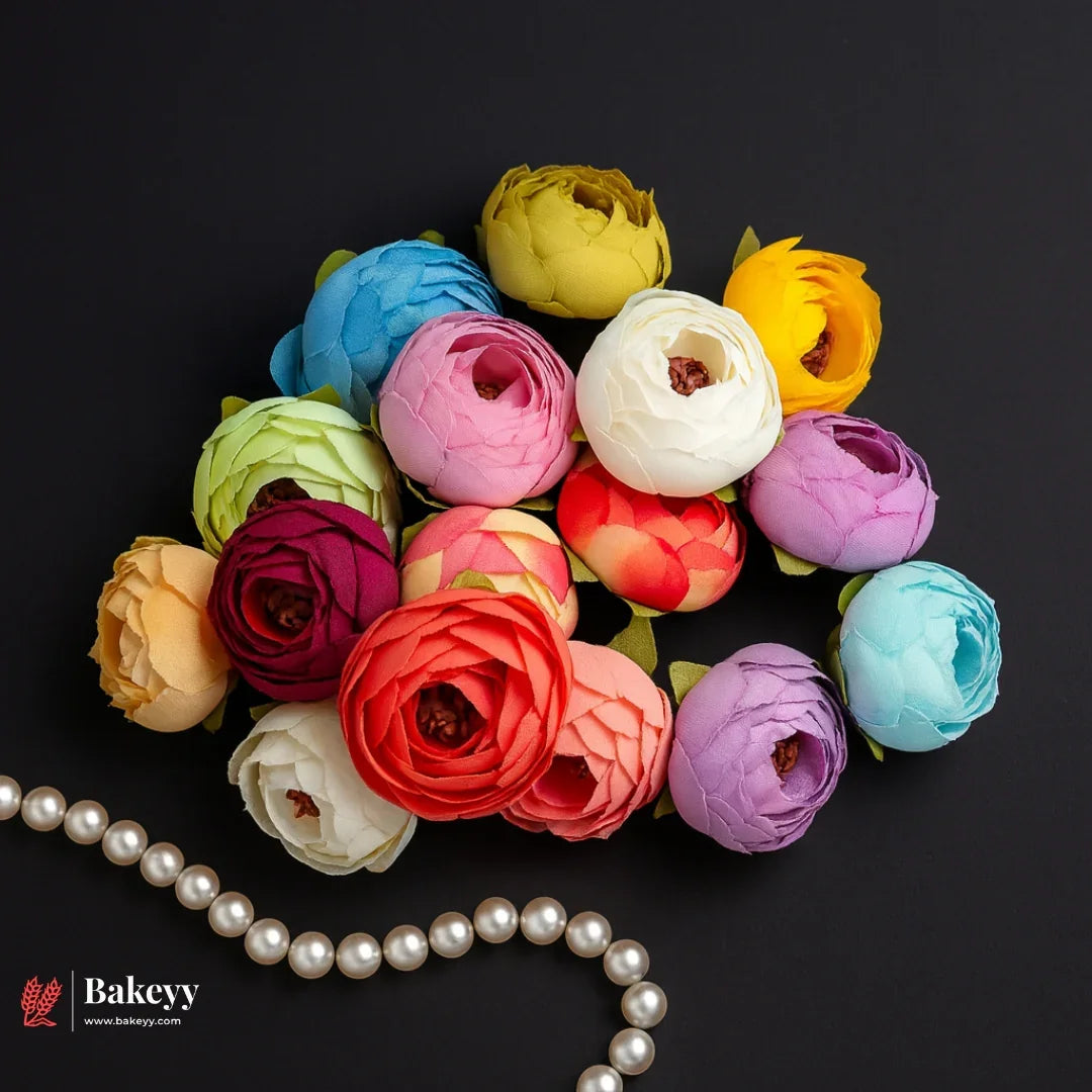 Mini Button Rose Artificial Flowers | Small Craft Flowers | Multi-Color Options | Pack of 50