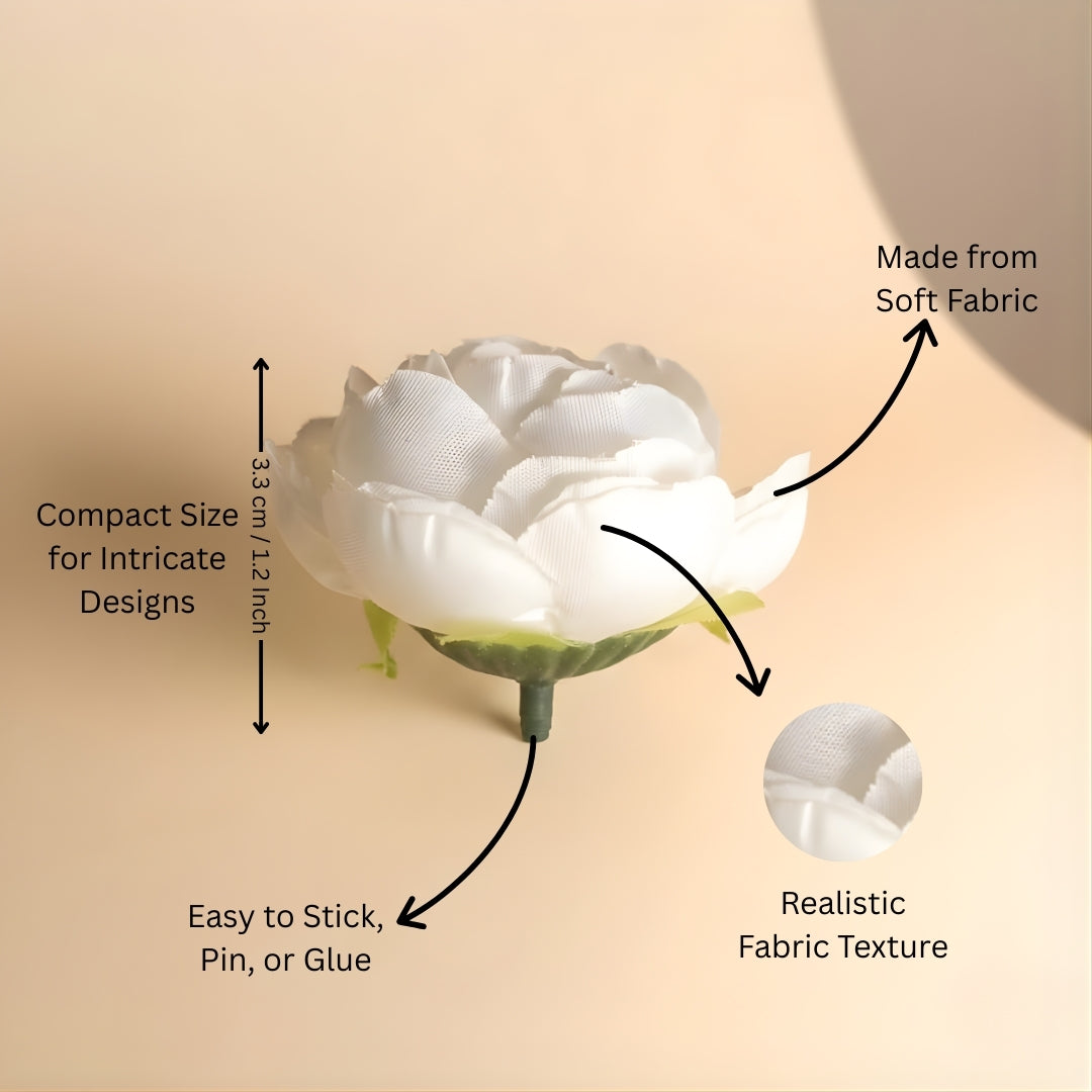 Mini Button Rose Artificial Flowers | Small Craft Flowers | Multi-Color Options | Pack of 50