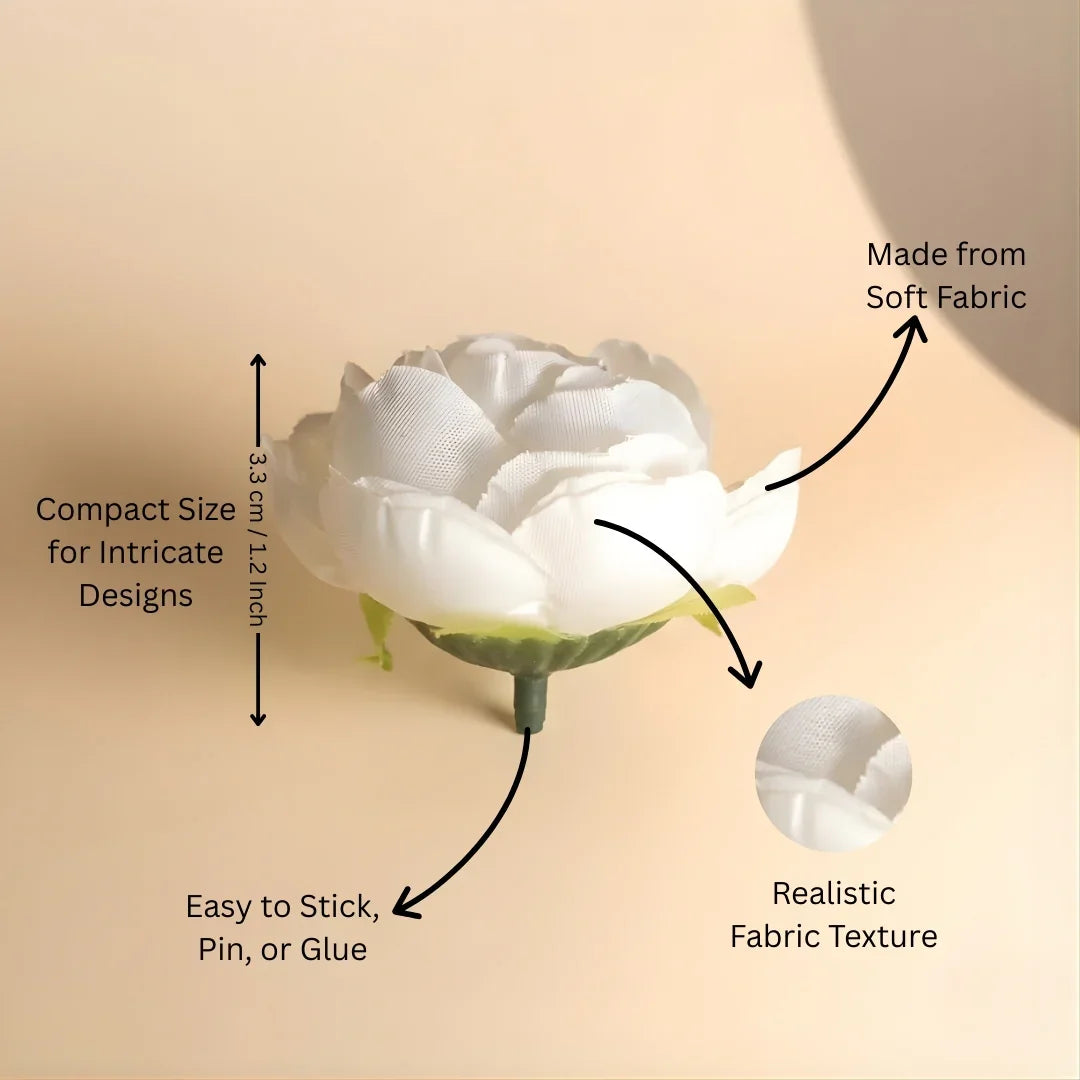 Mini Button Rose Artificial Flowers | Small Craft Flowers | Multi-Color Options | Pack of 50