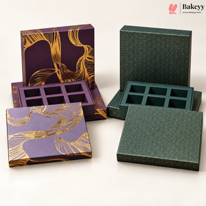 Printed Chocolate Box with Cavity Insert | 2 Designs | Pack of 1